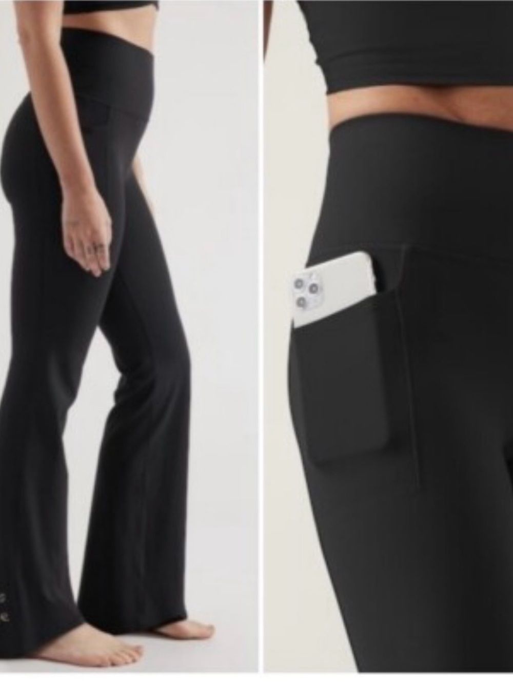 Athleta Black Boot-Cut Flare Pocket Yoga Pants